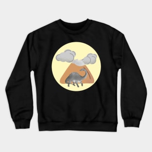 Dinosaur and volcano Crewneck Sweatshirt